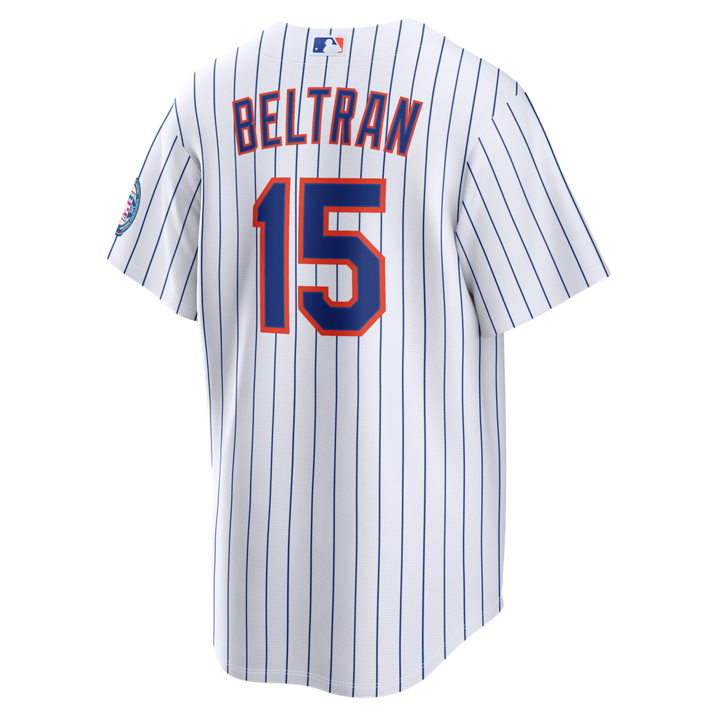 Men's New York Mets Carlos Beltran White Home Replica 2026 Hall of Fame Patch MLB Baseball Jersey - view 3