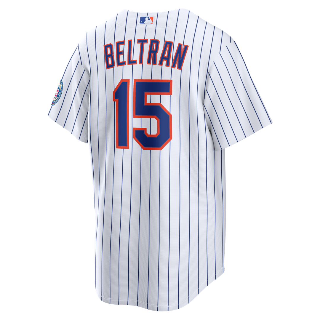 Men's New York Mets Carlos Beltran White Home Replica 2026 Hall of Fame Patch MLB Baseball Jersey - view 3