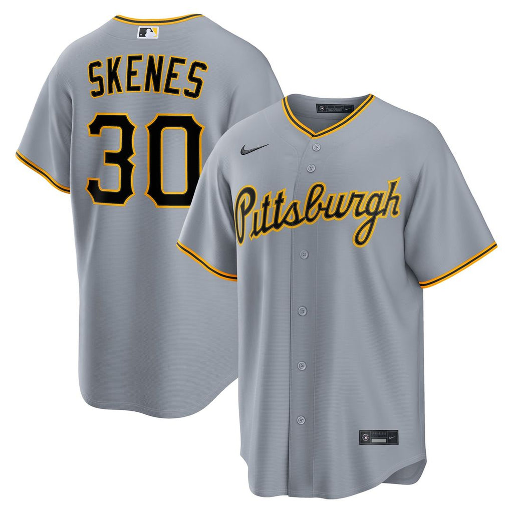 Men's Pittsburgh Pirates Paul Skenes Gray Road Replica MLB Baseball Jersey - view 1