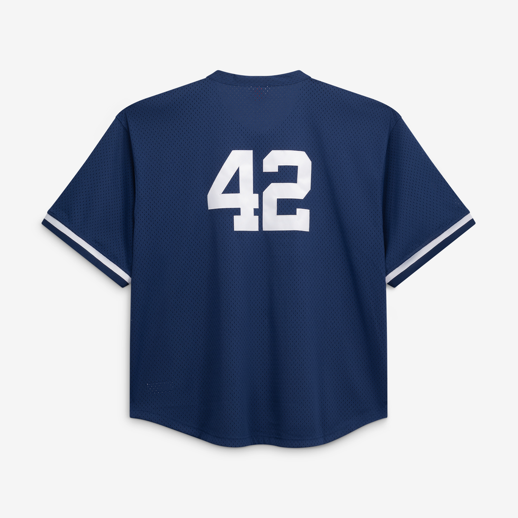 Men's New York Yankees Mariano Rivera Navy Cooperstown Collection Big & Tall Mesh Batting Practice MLB Baseball Jersey - view 3
