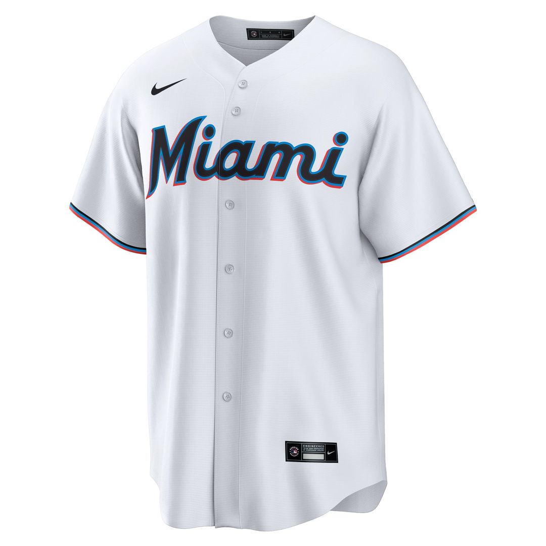 Men's Miami Marlins White #1 Dad Home Replica MLB Baseball Jersey - view 2