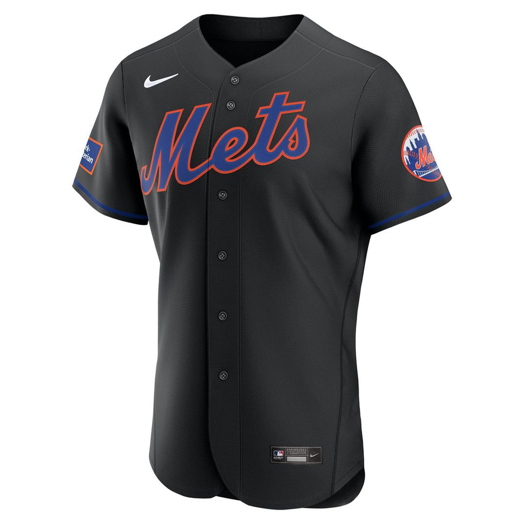 Men's New York Mets White Home Sponsor Patch MLB Baseball Jersey - view 8