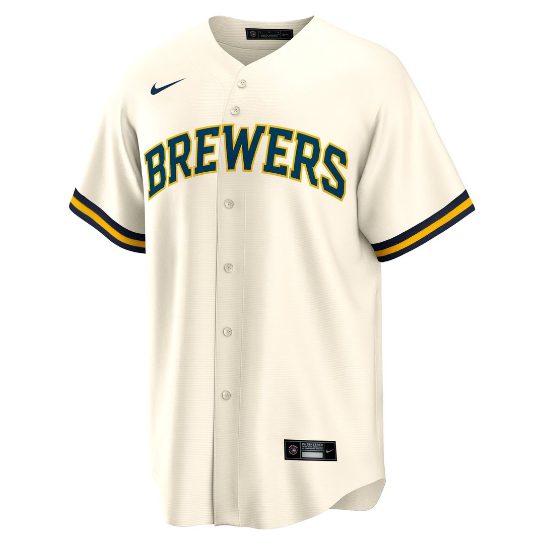Men's Milwaukee Brewers Sal Frelick Cream Home Replica MLB Baseball Jersey - view 2