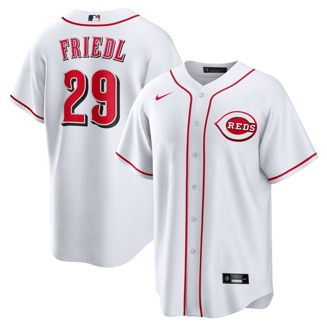 Men's Cincinnati Reds TJ Friedl White Home Replica MLB Baseball Jersey - view 1
