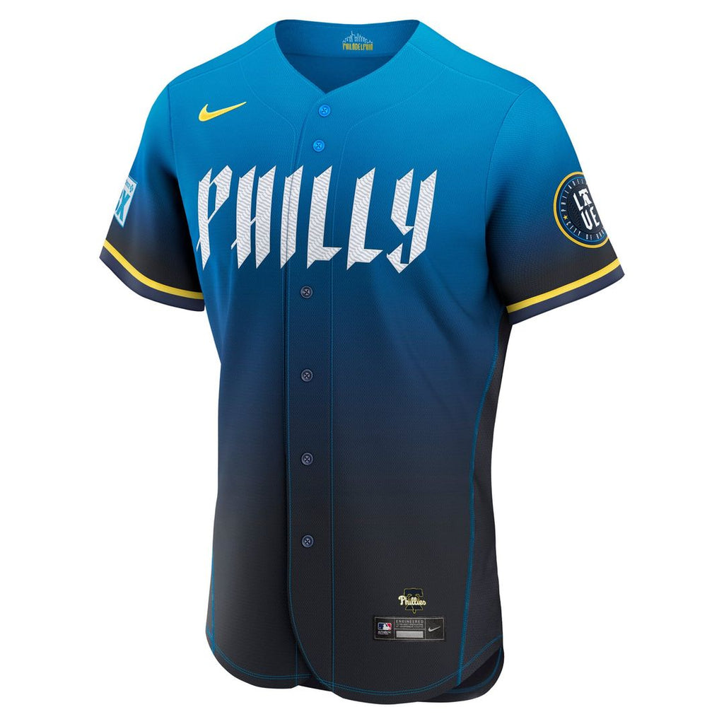 Men's Philadelphia Phillies Trea Turner Navy City Connect Sponsor Patch MLB Baseball Jersey - view 2