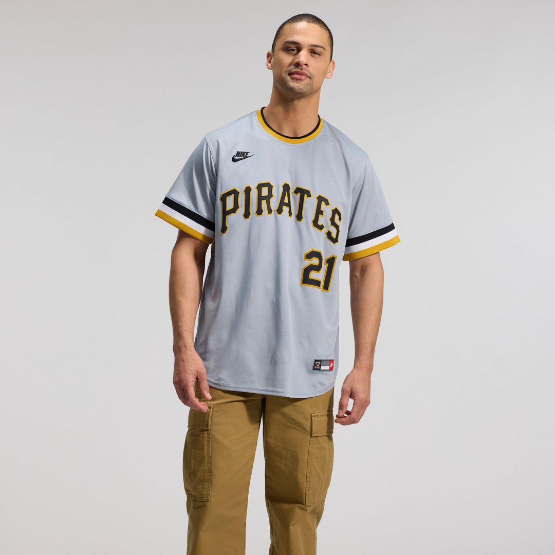 Men's Pittsburgh Pirates Roberto Clemente Gray Throwback Cooperstown Collection Limited MLB Baseball Jersey - view 5