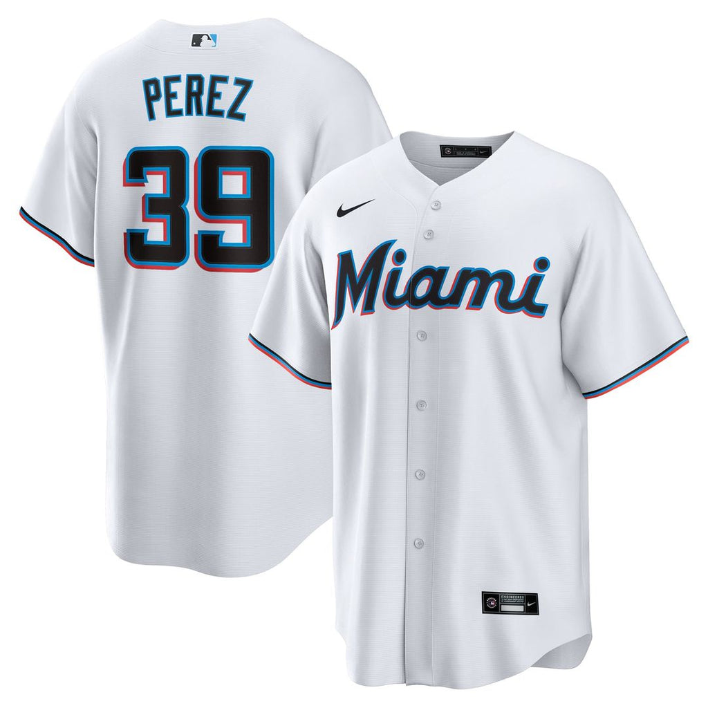 Men's Miami Marlins Eury Perez White Home Replica MLB Baseball Jersey - view 1