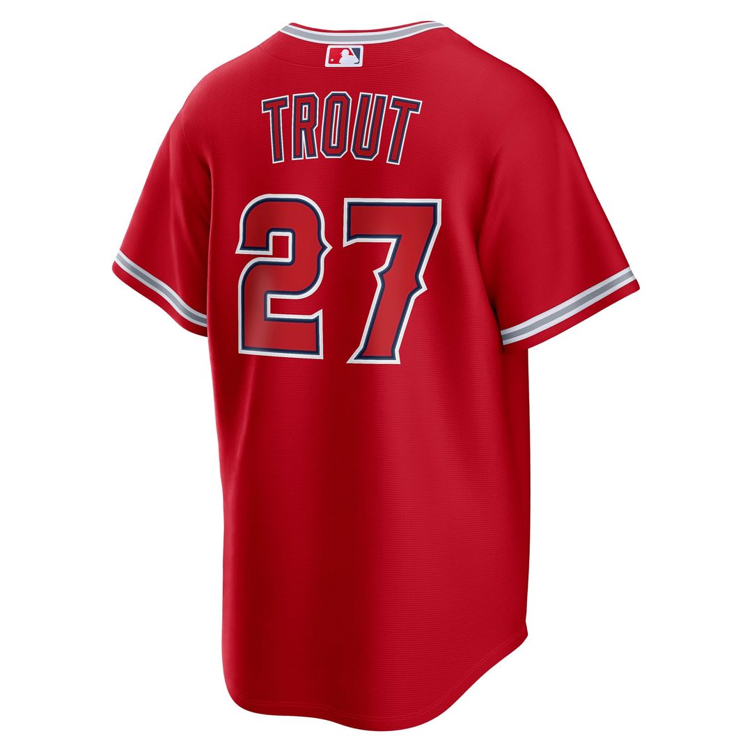 Men's Los Angeles Angels Mike Trout Gray Road Replica MLB Baseball Jersey - view 12