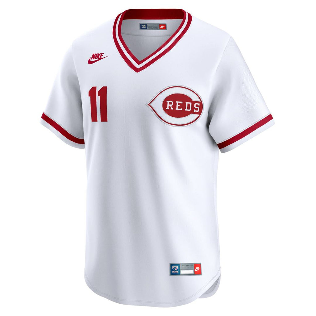 Men's Cincinnati Reds Barry Larkin White Throwback Cooperstown Limited MLB Baseball Jersey - view 2