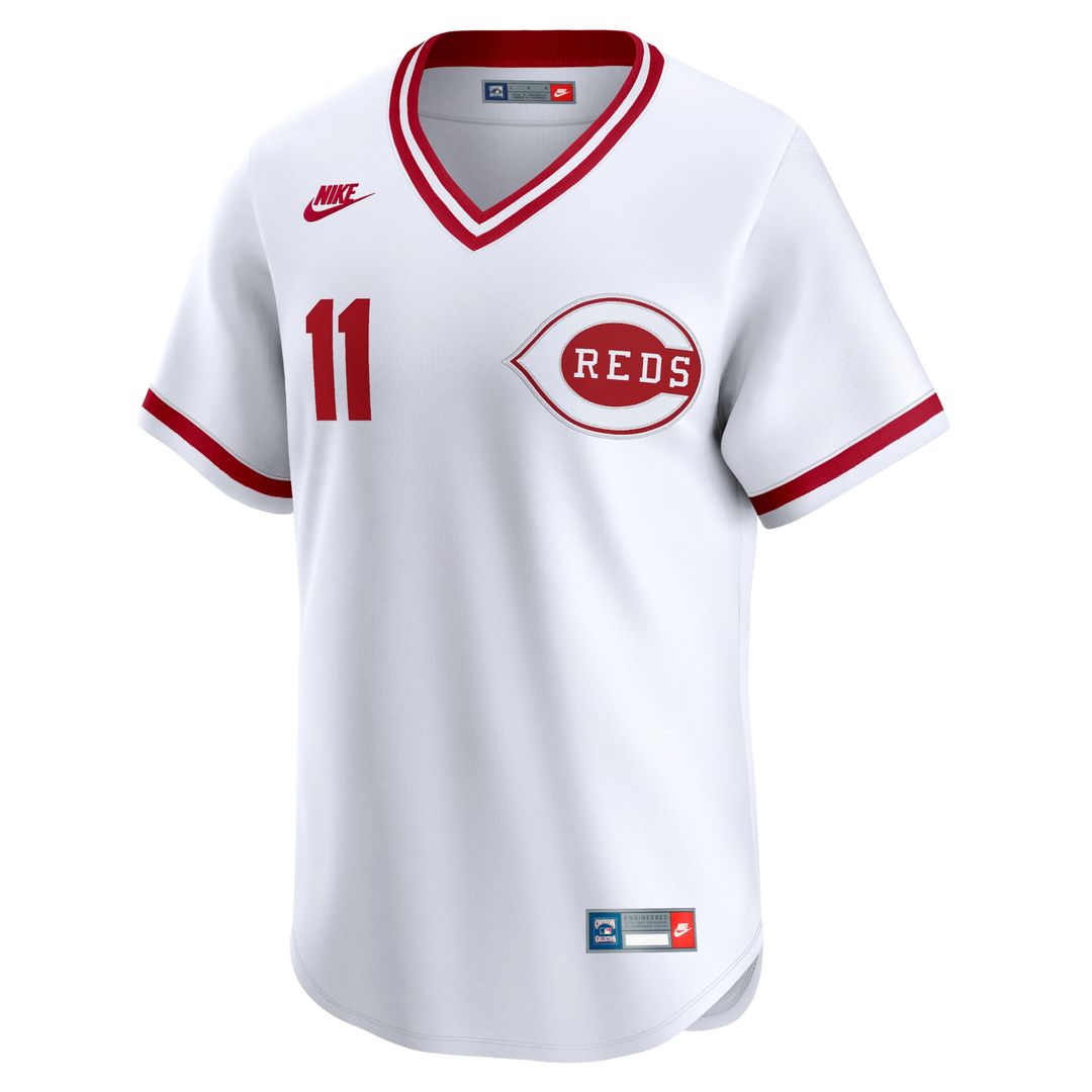 Men's Cincinnati Reds Barry Larkin White Throwback Cooperstown Limited MLB Baseball Jersey - view 2