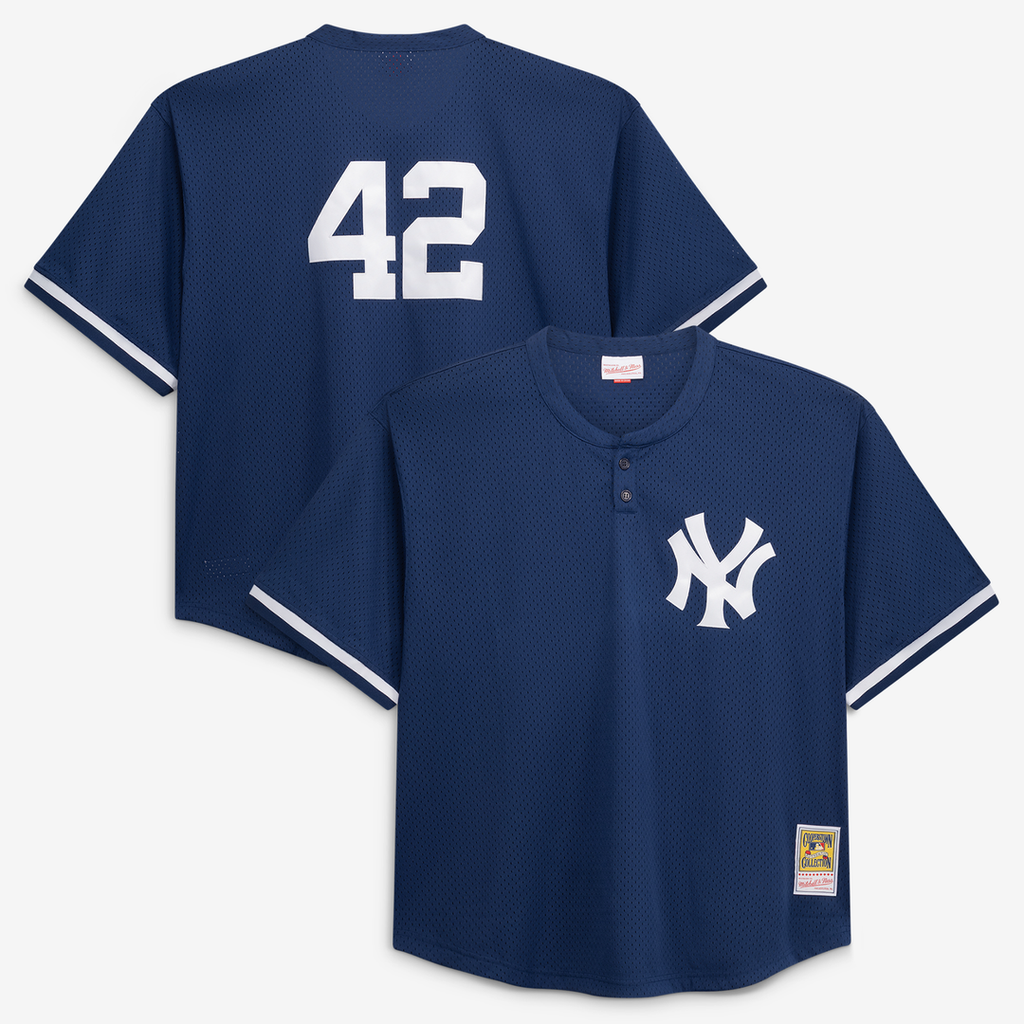 Men's New York Yankees Mariano Rivera Navy Cooperstown Collection Big & Tall Mesh Batting Practice MLB Baseball Jersey - view 1