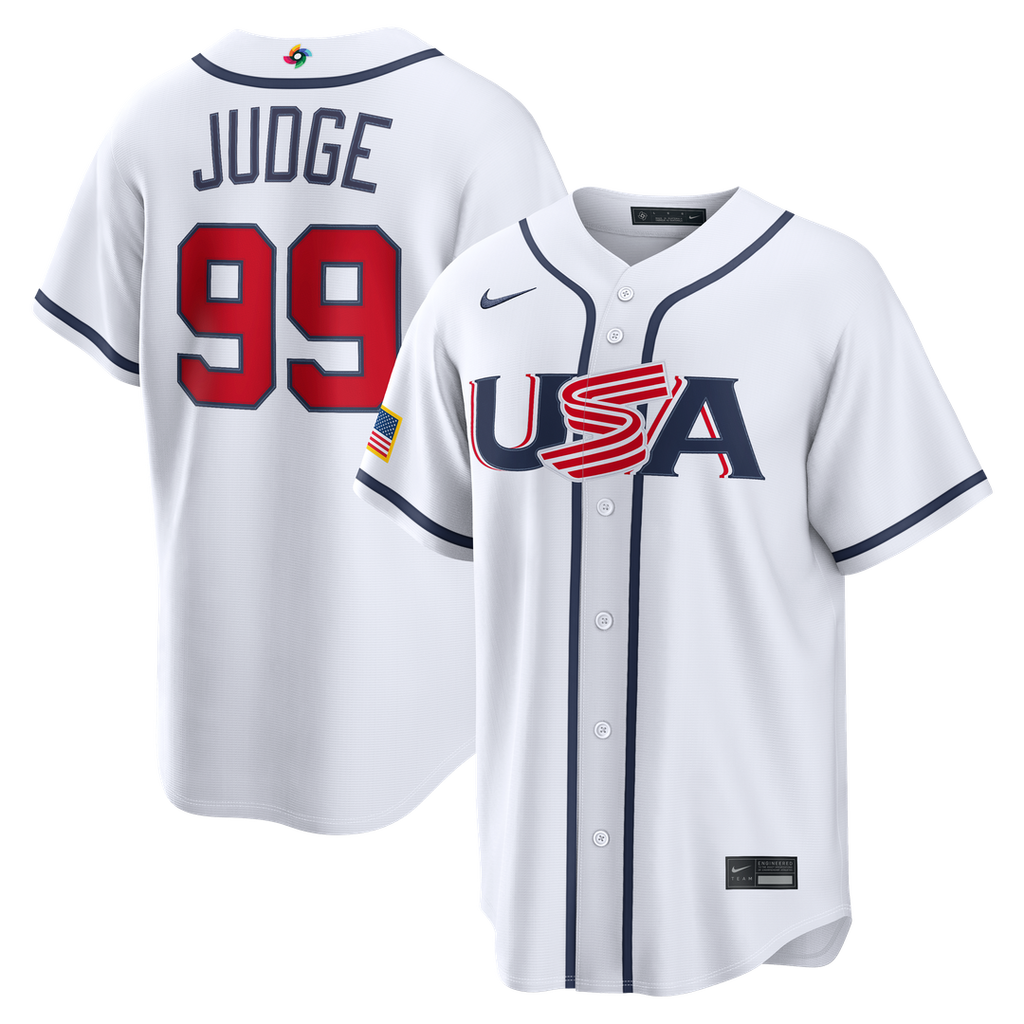 Men's USA Baseball Aaron Judge White 2026 World Baseball Classic Home Stadium MLB Baseball Jersey - view 1