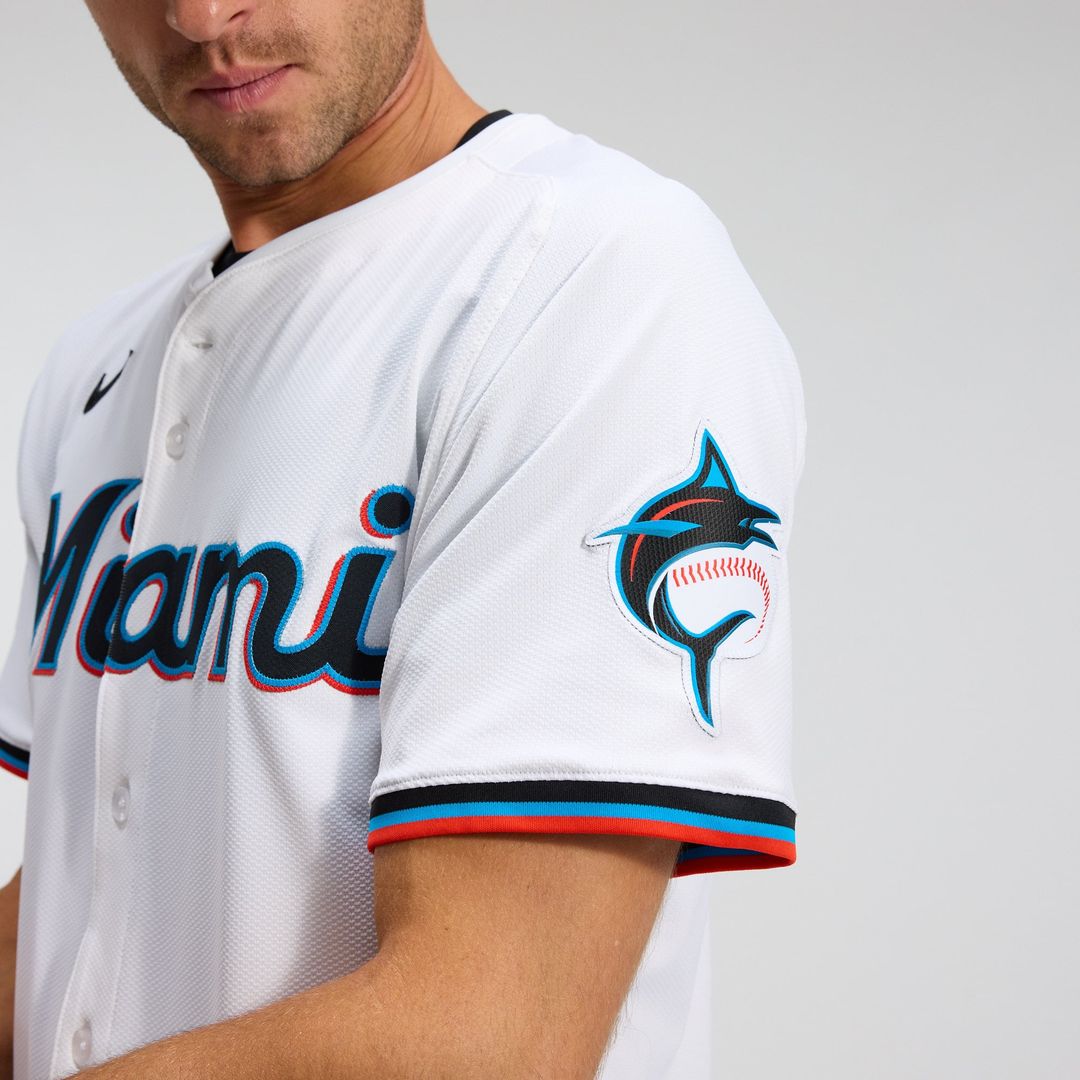 Men's Miami Marlins White Home Elite MLB Baseball Jersey - view 9