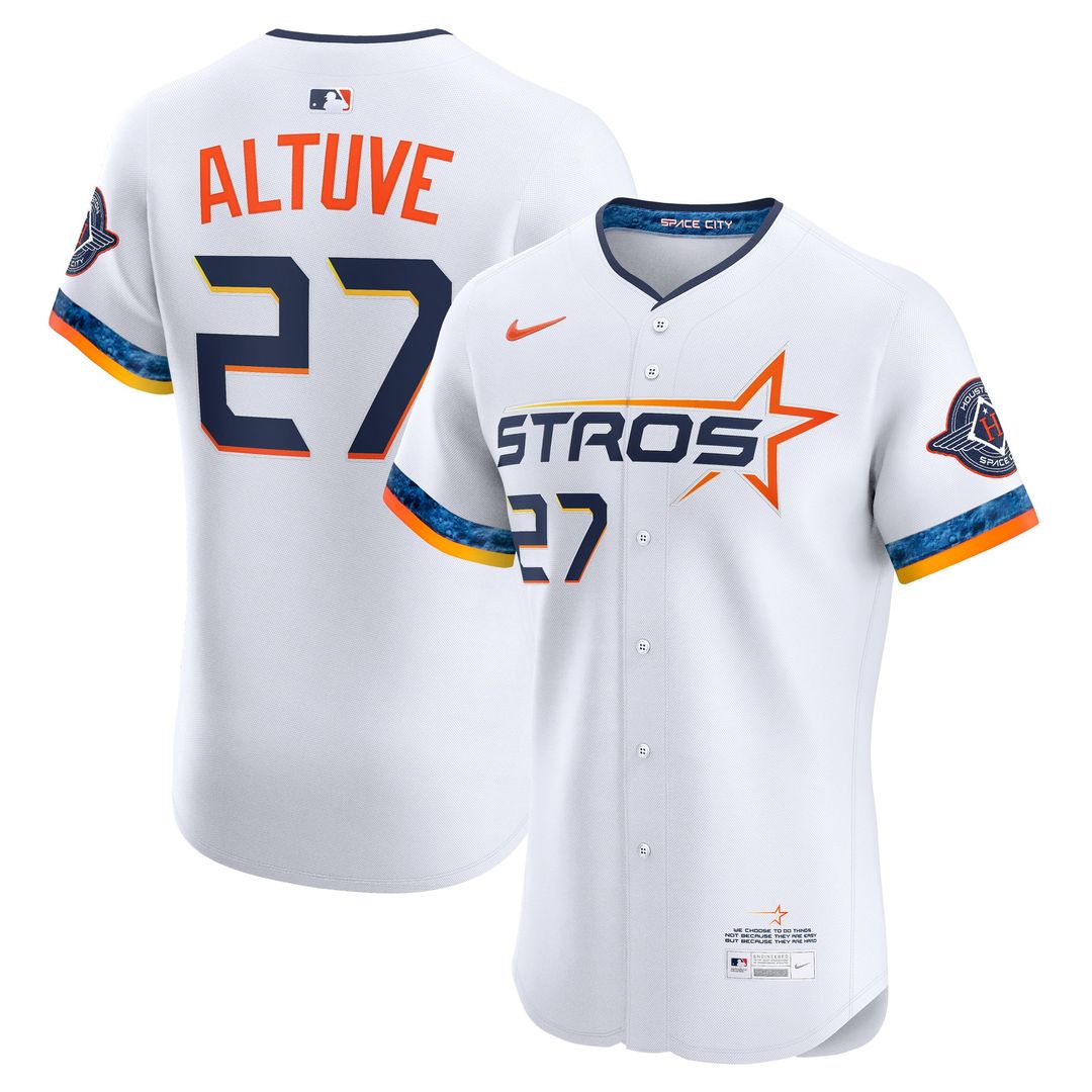 Men's Houston Astros Jose Altuve White 2025 City Connect Elite MLB Baseball Jersey - view 1