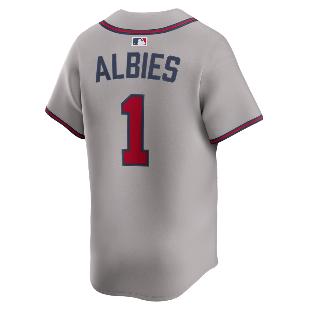 Men's Atlanta Braves Ozzie Albies Gray Road Limited MLB Baseball Jersey - view 7