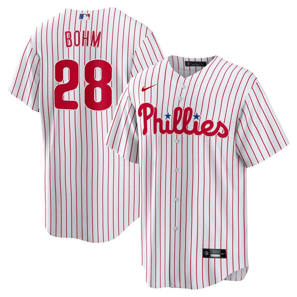 Men's Philadelphia Phillies Alec Bohm White Home Replica MLB Baseball Jersey - view 1
