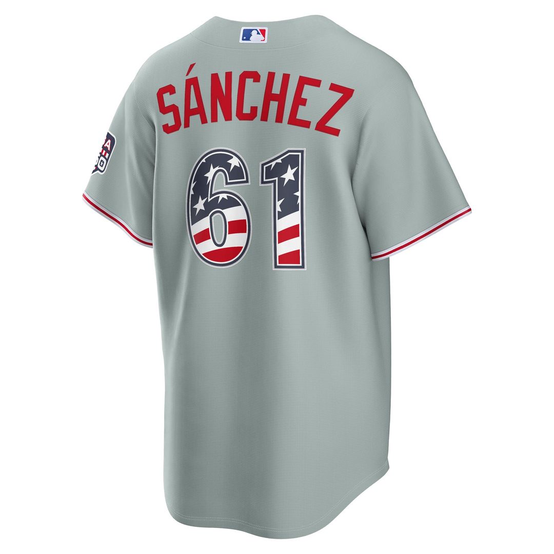 Men's Fourth of July Men's Philadelphia Phillies Cristopher Sanchez Gray USA 250 Stadium MLB Baseball Jersey - view 3