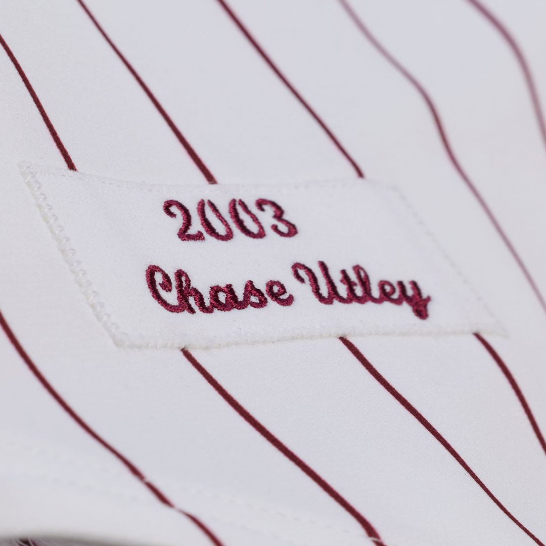 Men's Philadelphia Phillies Chase Utley White 2003 Cooperstown Collection MLB Baseball Jersey - view 5
