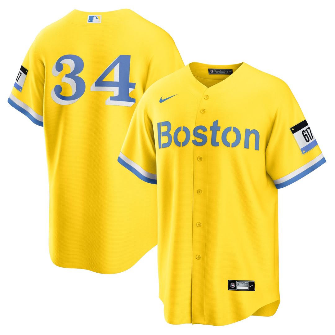 Men's Boston Red Sox David Ortiz Gold Retired Player City Connect Replica MLB Baseball Jersey - view 1