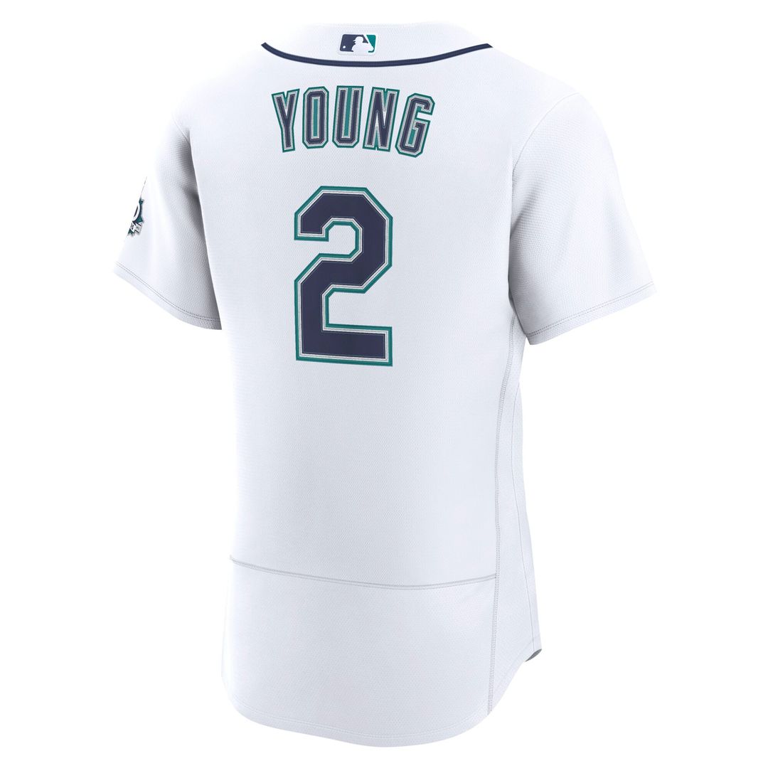 Men's Seattle Mariners Cole Young White Home 50th Season MLB Baseball Jersey - view 3