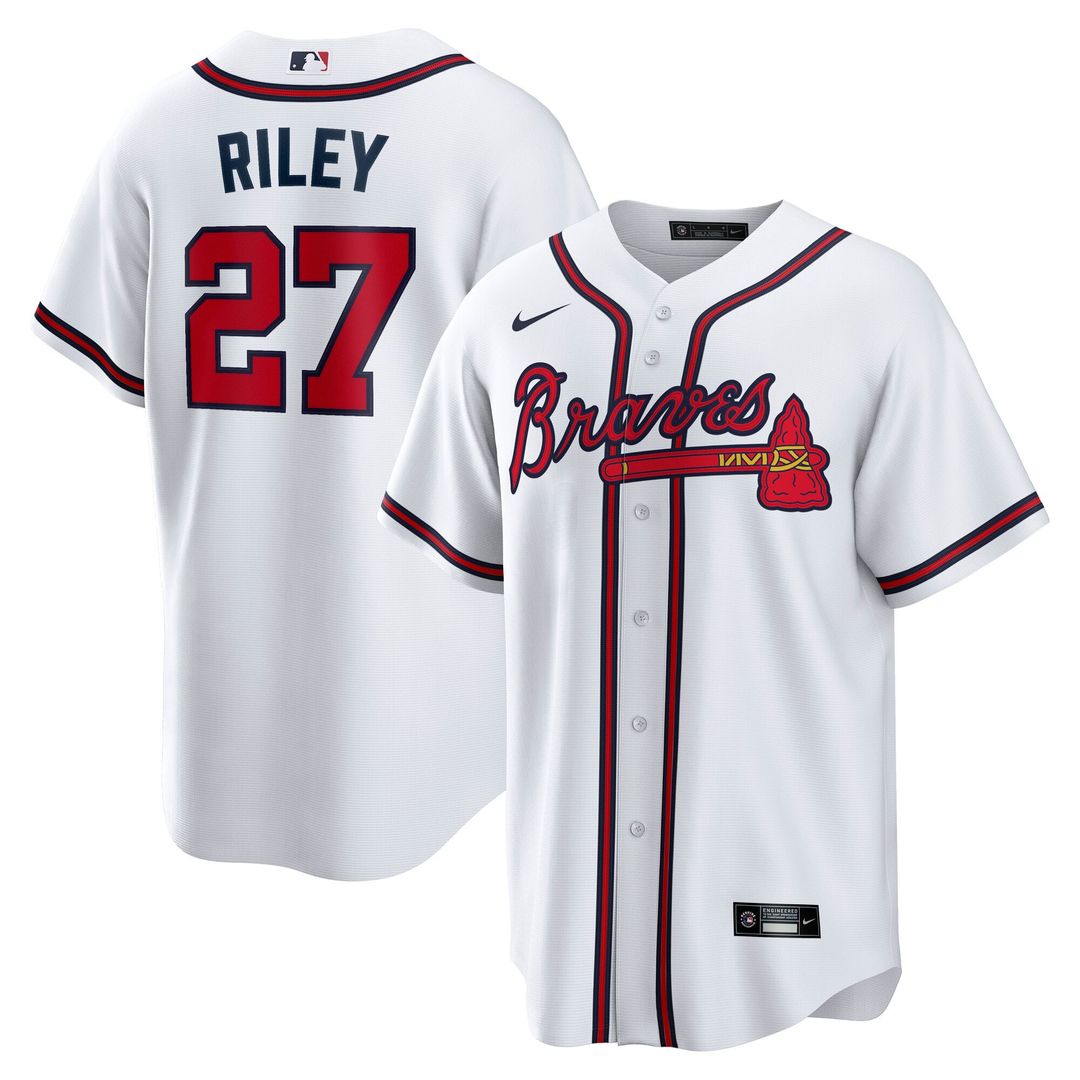 Men's Atlanta Braves Austin Riley White Home Replica MLB Baseball Jersey - view 1