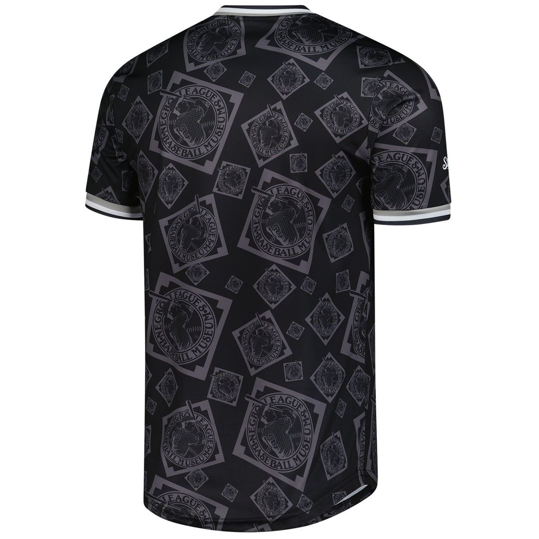 Men's Negro League Baseball Black Allover Print V-Neck Baseball MLB Baseball Jersey - view 3