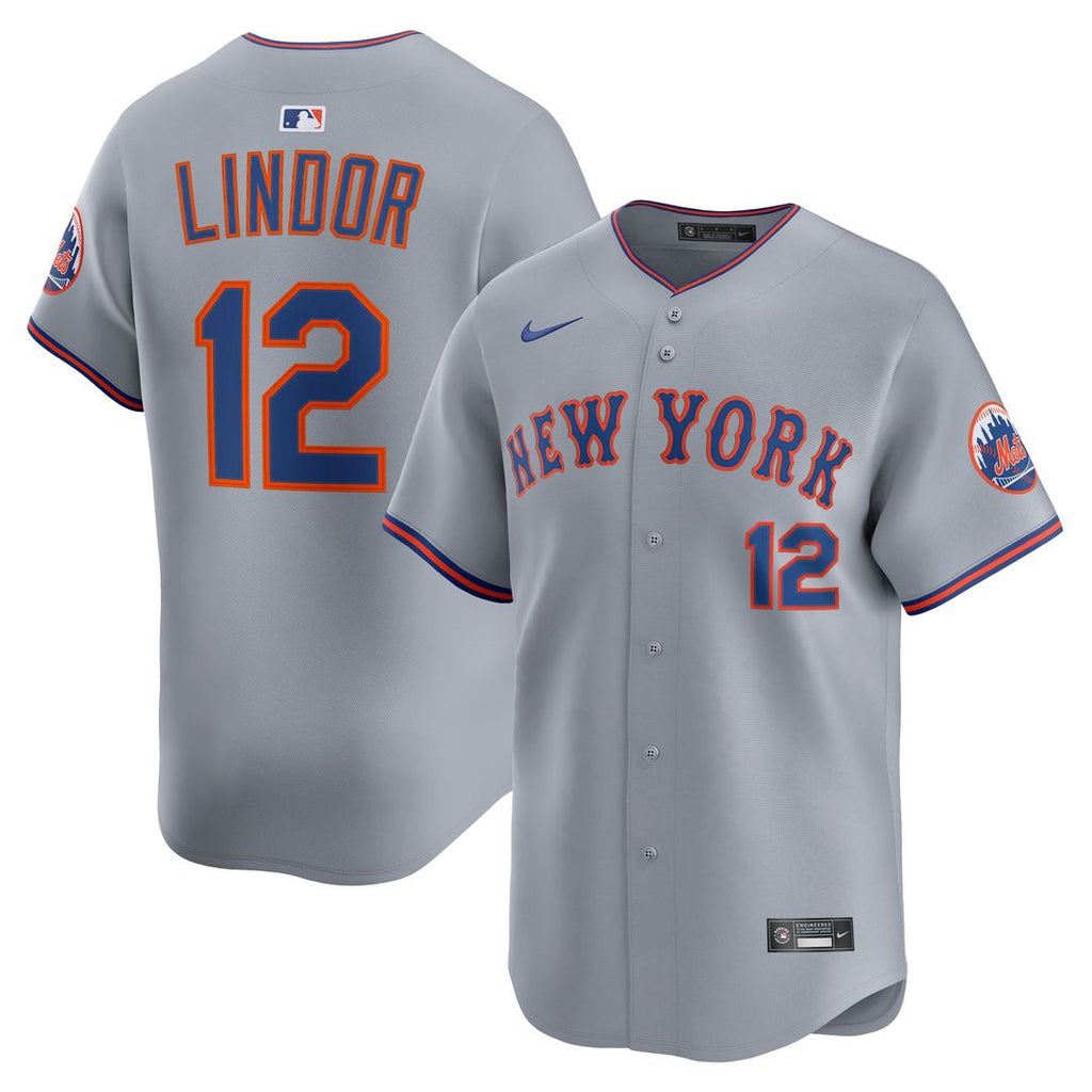 Men's New York Mets Francisco Lindor Gray Road Limited MLB Baseball Jersey - view 1