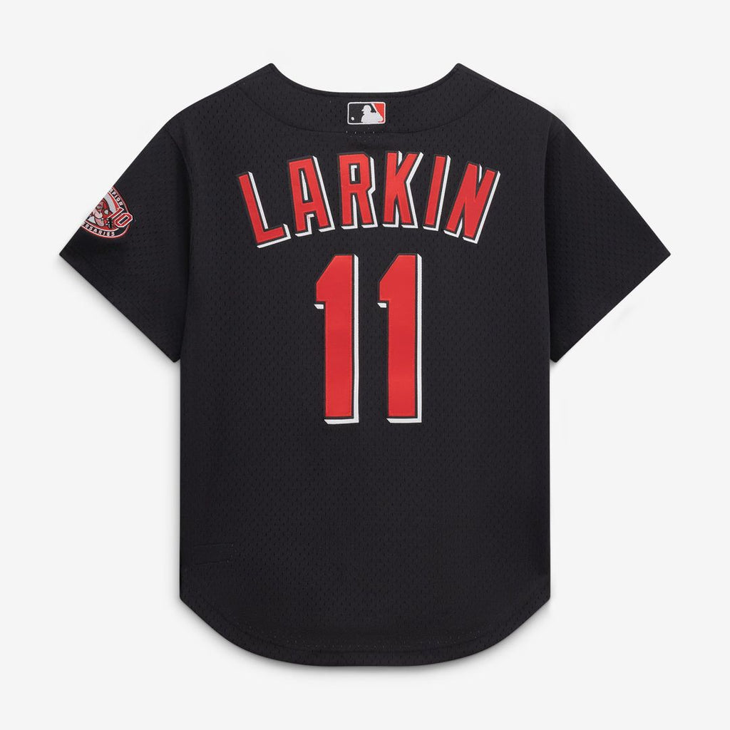 Men's Cincinnati Reds Barry Larkin Red Throwback Cooperstown Mesh Batting Practice MLB Baseball Jersey - view 19