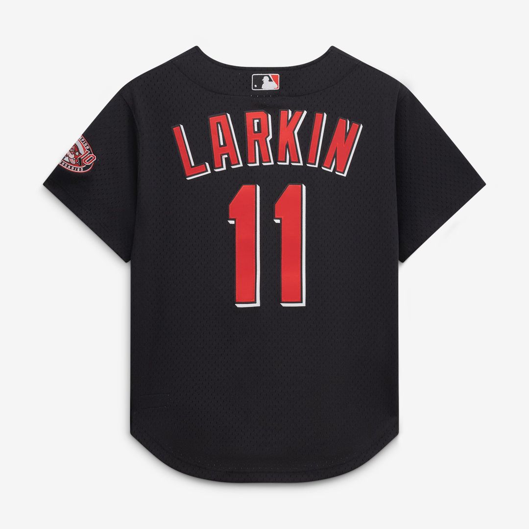 Men's Cincinnati Reds Barry Larkin Red Throwback Cooperstown Mesh Batting Practice MLB Baseball Jersey - view 19