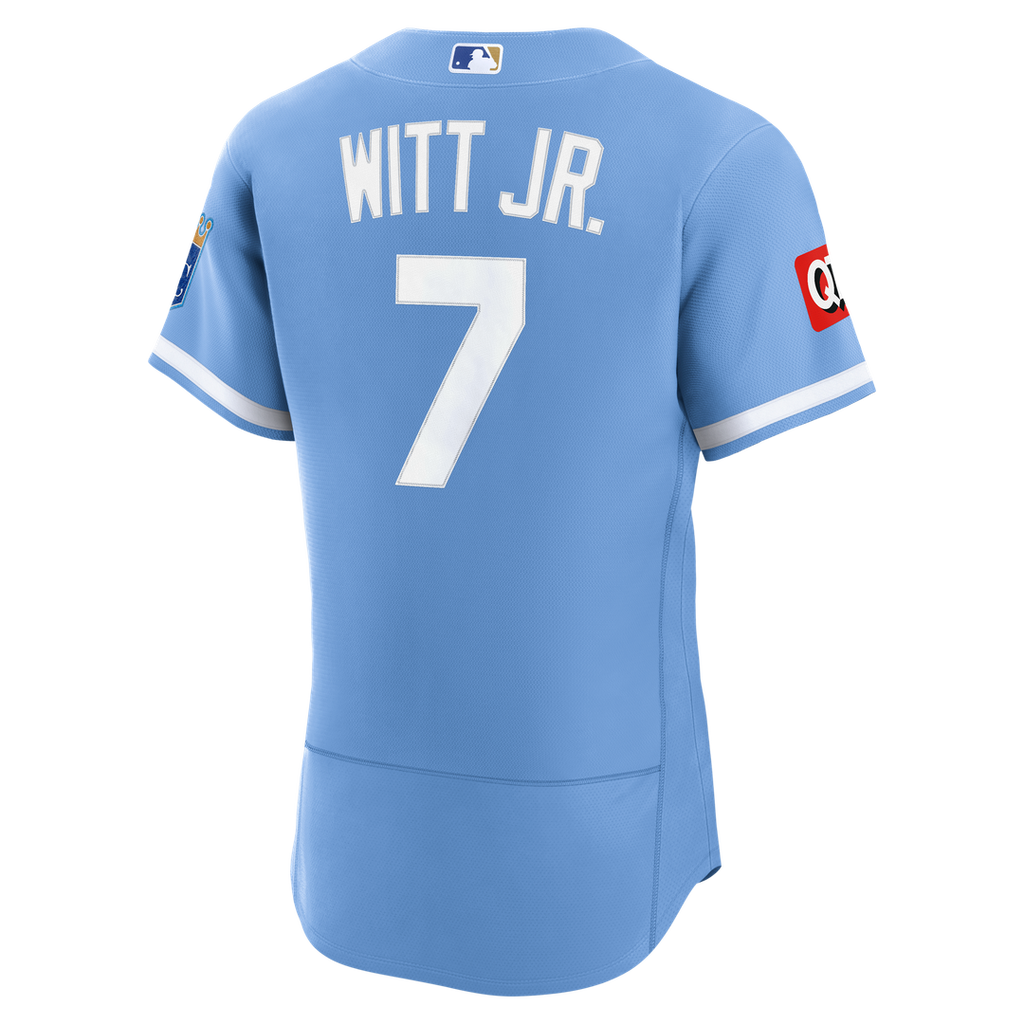 Men's Kansas City Royals Bobby Witt Jr. White Home Sponsor Patch MLB Baseball Jersey - view 9