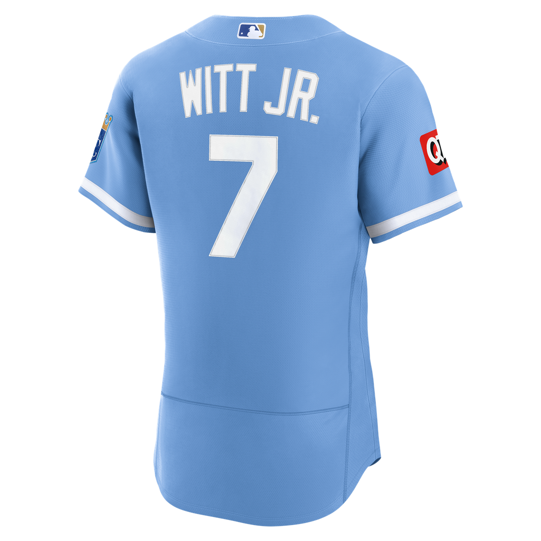 Men's Kansas City Royals Bobby Witt Jr. White Home Sponsor Patch MLB Baseball Jersey - view 9