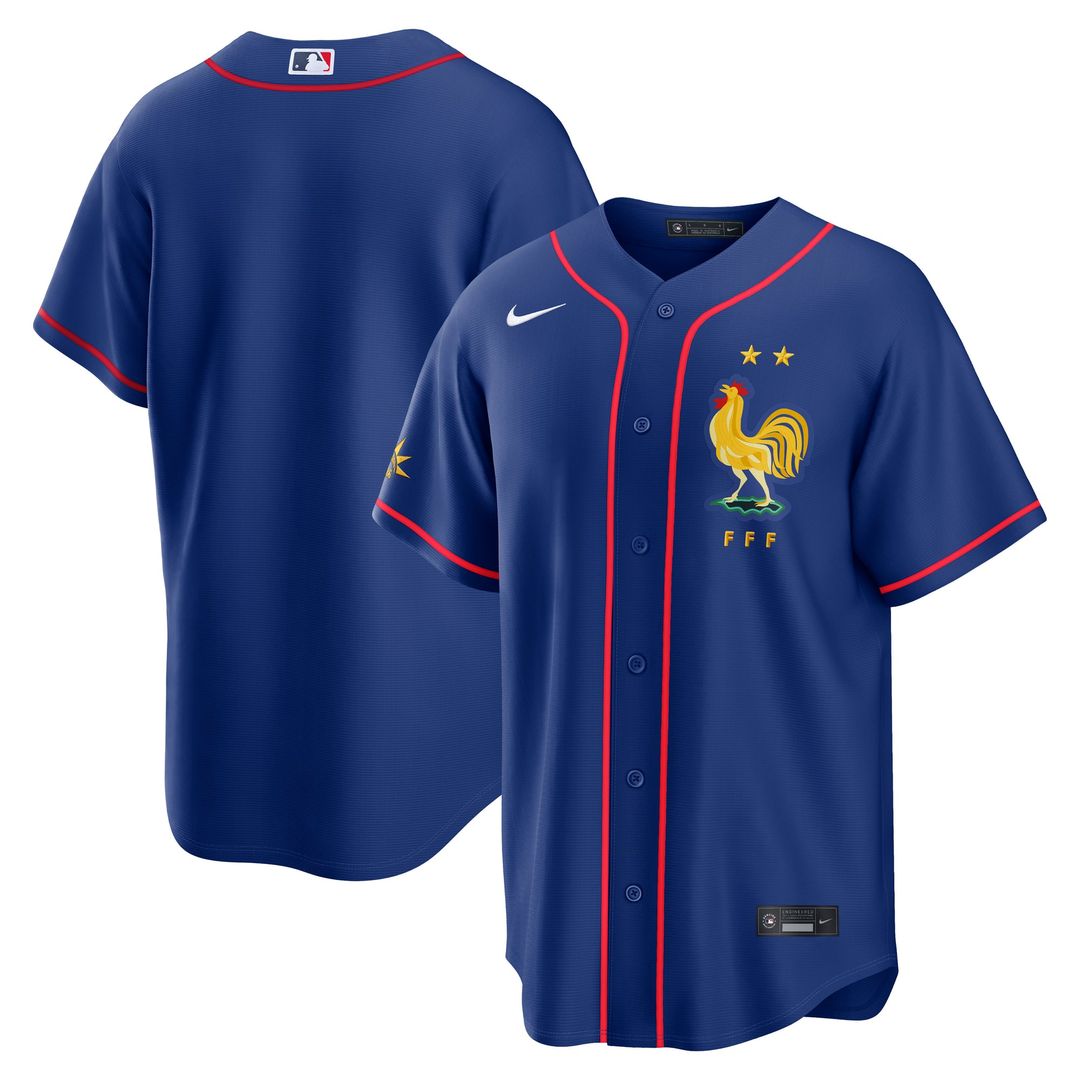 Men's France National Team MLB Blue Stadium Replica Jersey - view 1