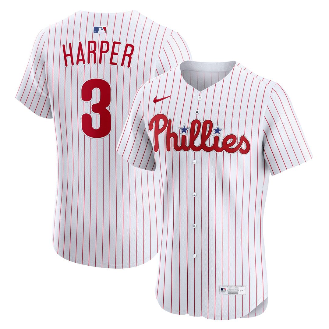 Men's Philadelphia Phillies Bryce Harper White Home Elite MLB Baseball Jersey - view 7