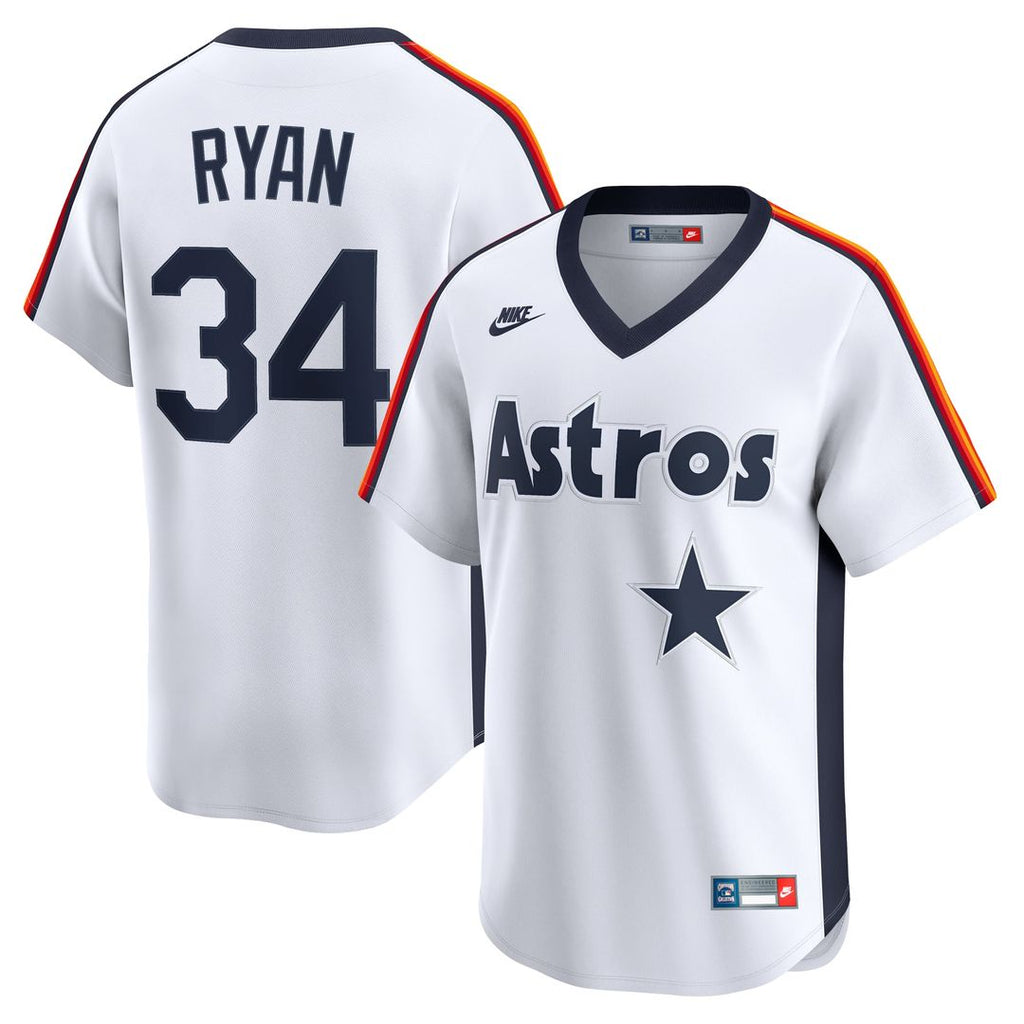 Men's Houston Astros Nolan Ryan White Throwback Cooperstown Collection Limited MLB Baseball Jersey - view 1