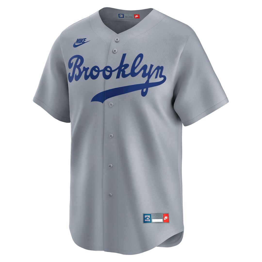 Men's Brooklyn Dodgers Gray Cooperstown Collection Limited MLB Baseball Jersey - view 2