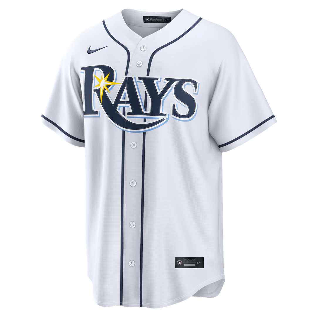 Men's Tampa Bay Rays Junior Caminero White Home Replica MLB Baseball Jersey - view 2