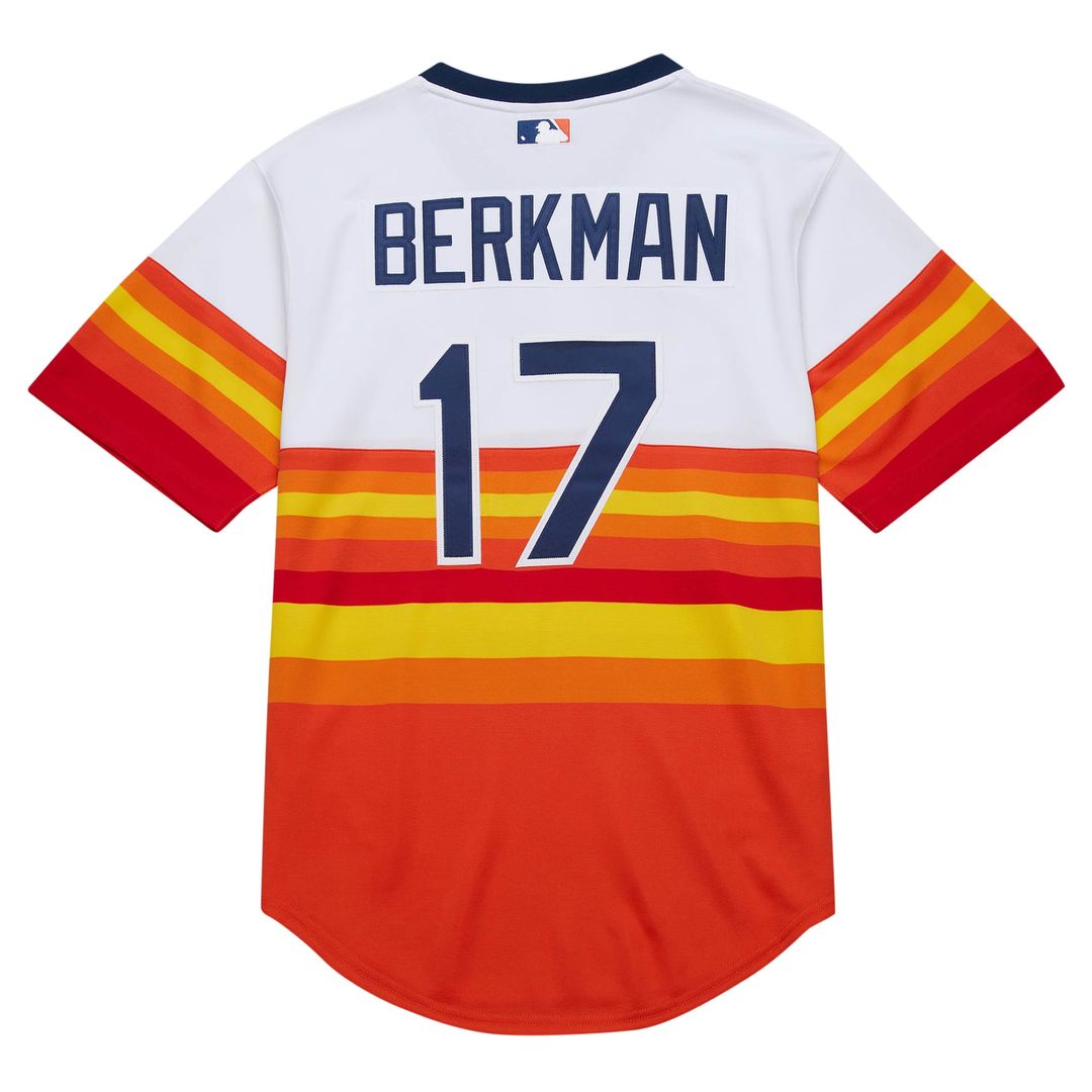 Men's Houston Astros Lance Berkman White 2004 Cooperstown Collection Throwback MLB Baseball Jersey - view 3