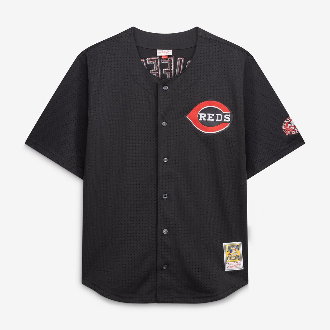 Men's Cincinnati Reds Ken Griffey Jr. Black Big & Tall Cooperstown Mesh Batting Practice MLB Baseball Jersey - view 2
