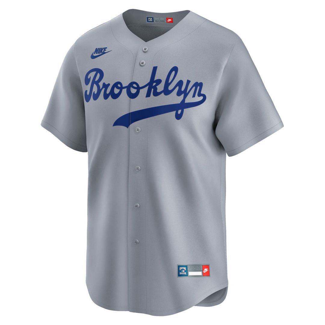 Men's Brooklyn Dodgers Jackie Robinson Gray Throwback Cooperstown Collection Limited MLB Baseball Jersey - view 2