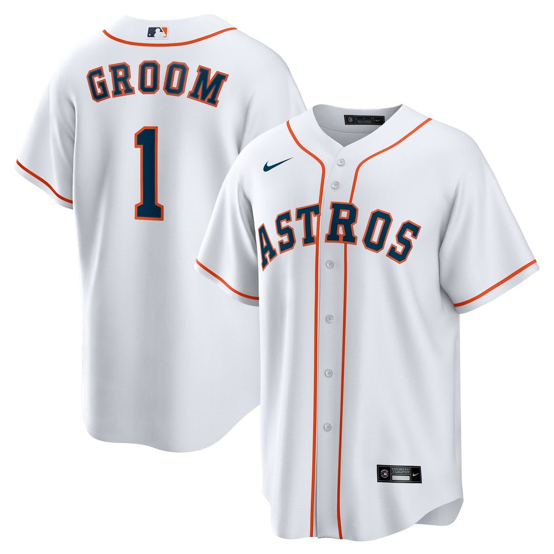 Men's Houston Astros White #1 Groom Home Replica MLB Baseball Jersey - view 1