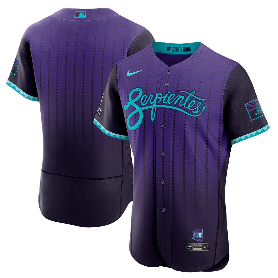 Men's Arizona Diamondbacks Purple City Connect Sponsor Patch MLB Baseball Jersey - view 1