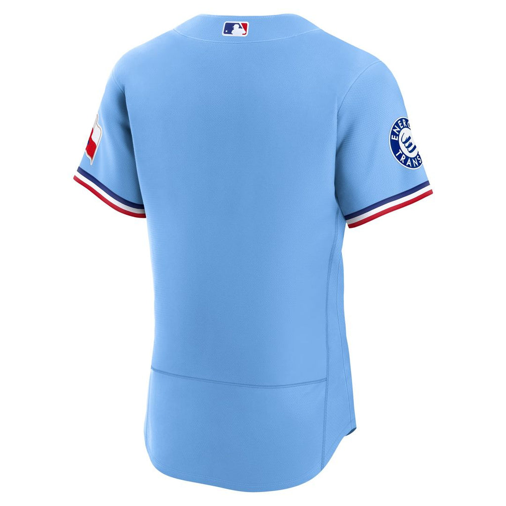 Men's Texas Rangers Light Blue Alternate Sponsor Patch MLB Baseball Jersey - view 3