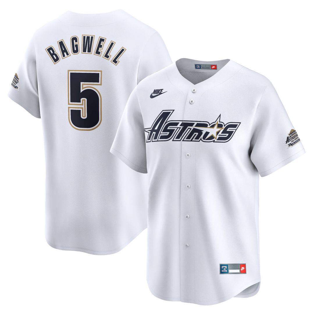 Men's Houston Astros Jeff Bagwell White Throwback Cooperstown Collection Limited MLB Baseball Jersey - view 1