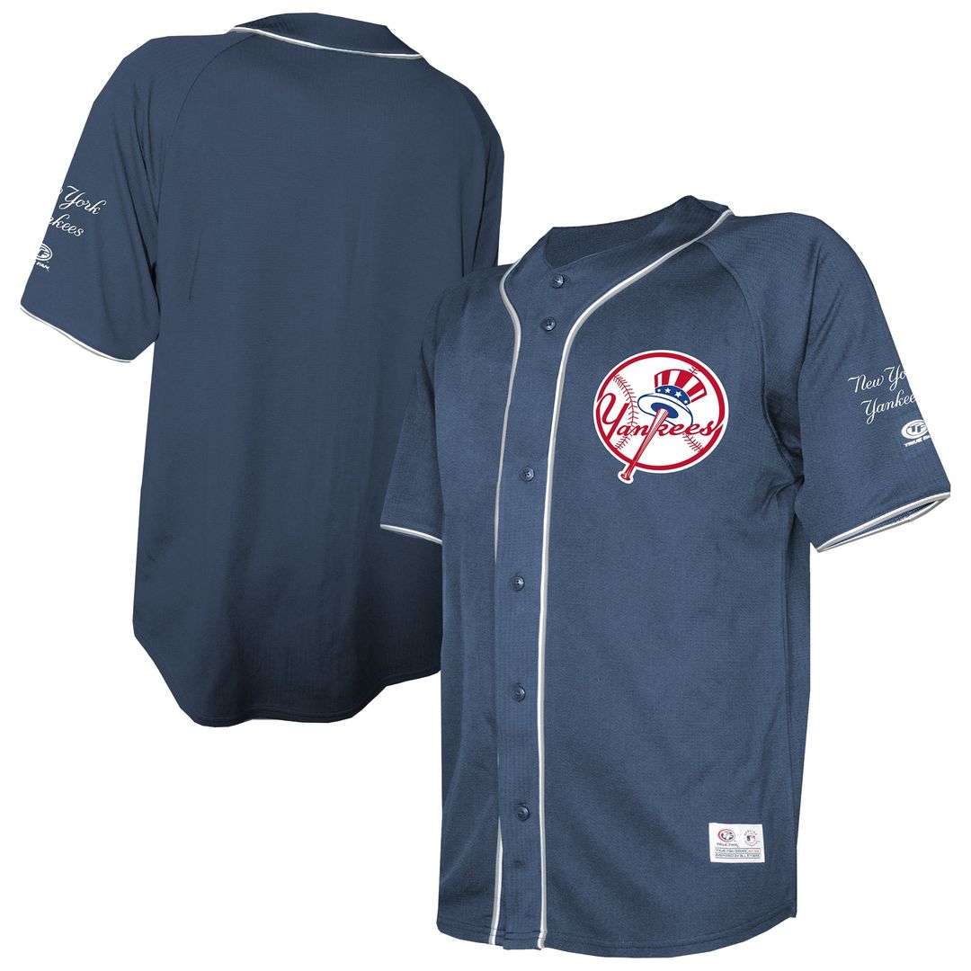 Men's New York Yankees Navy Team Color Full-Button Fashion MLB Baseball Jersey - view 1