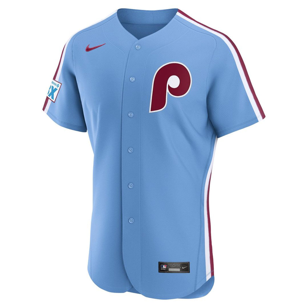 Men's Philadelphia Phillies Light Blue Alternate Sponsor Patch MLB Baseball Jersey - view 5