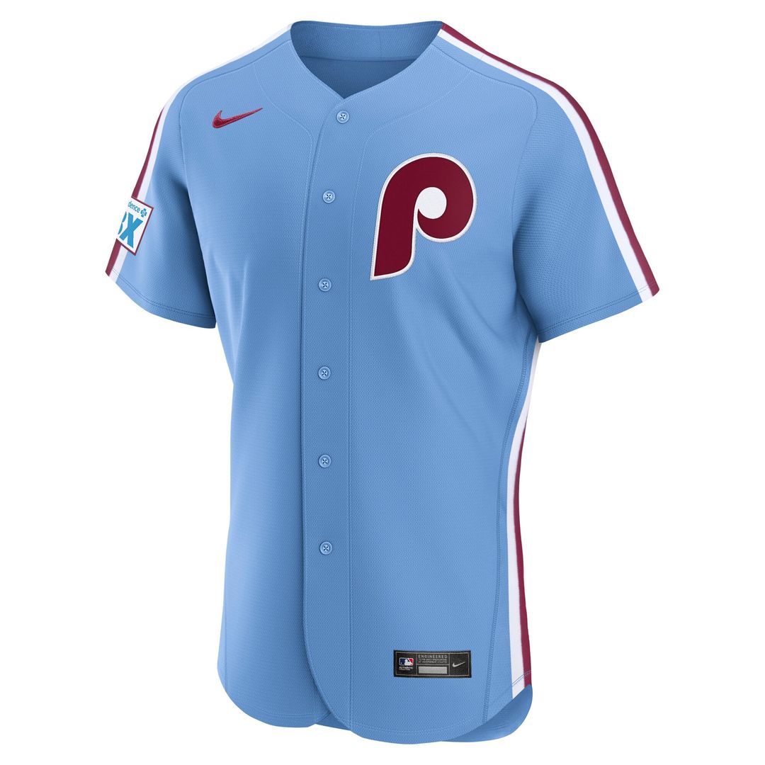 Men's Philadelphia Phillies Light Blue Alternate Sponsor Patch MLB Baseball Jersey - view 5