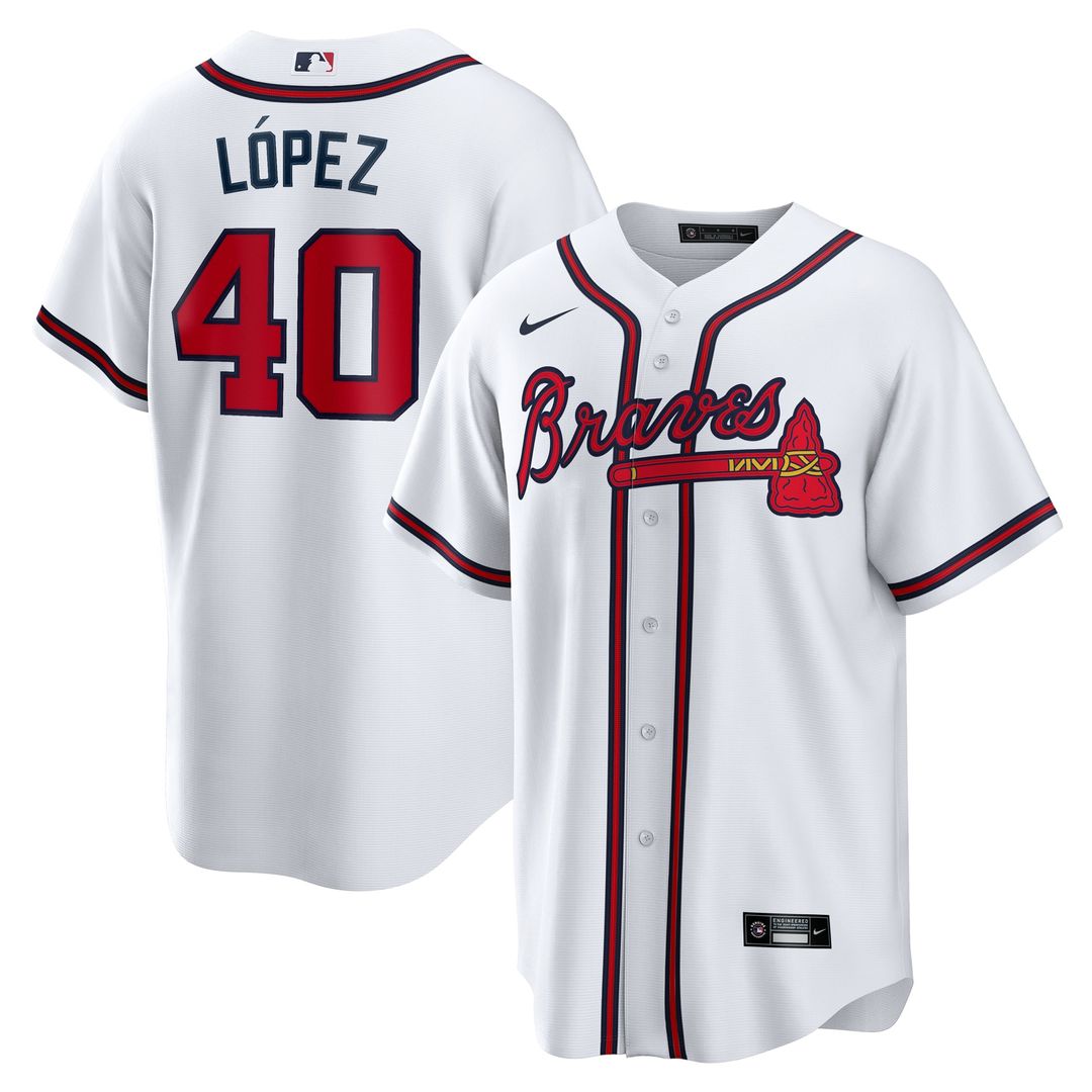 Men's Atlanta Braves Reynaldo Lopez White Home Replica MLB Baseball Jersey - view 1