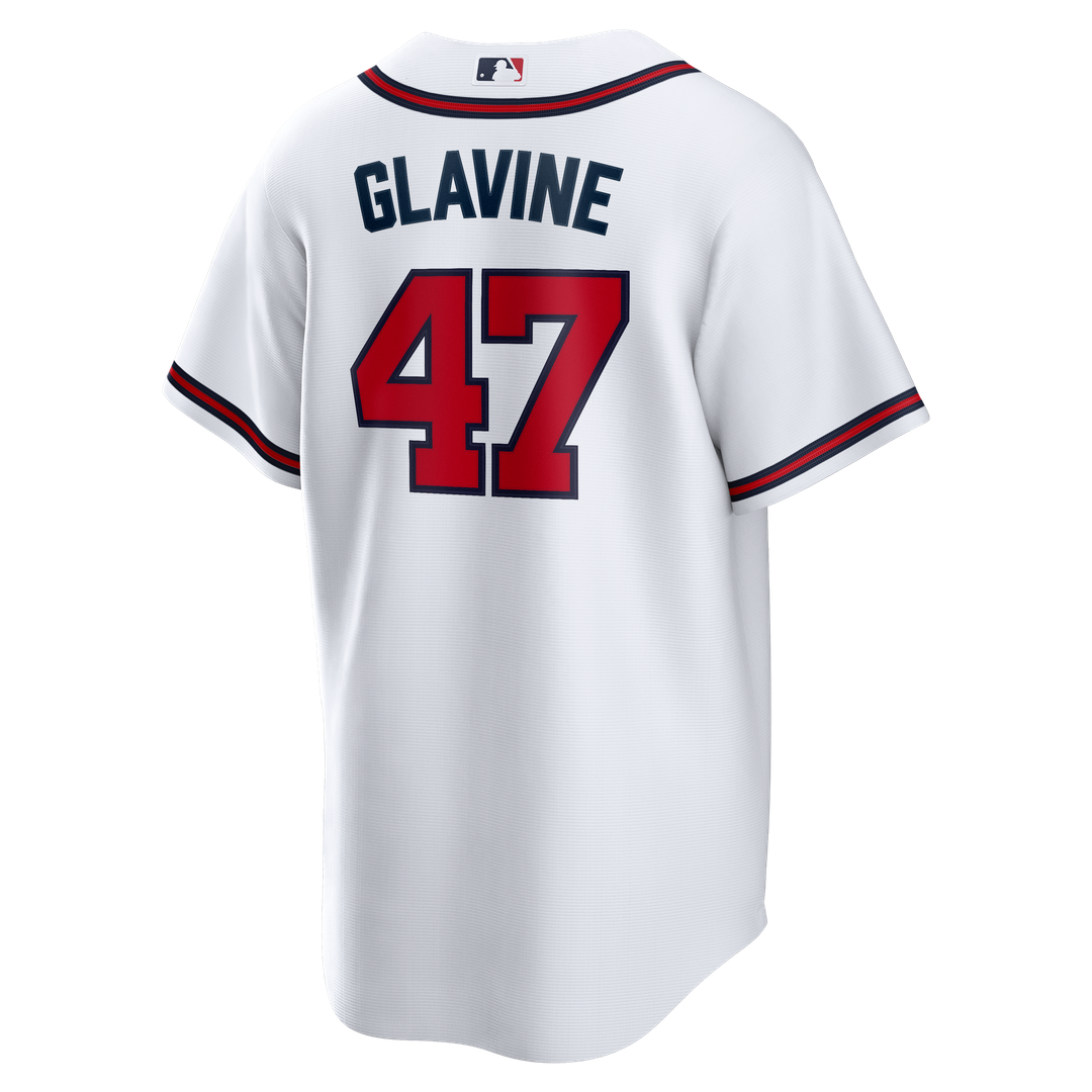 Men's Atlanta Braves Tom Glavine White Home Retired Player Replica MLB Baseball Jersey - view 3