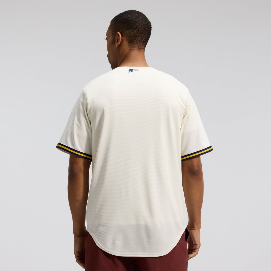 Men's Milwaukee Brewers Cream Home Replica MLB Baseball Jersey - view 2