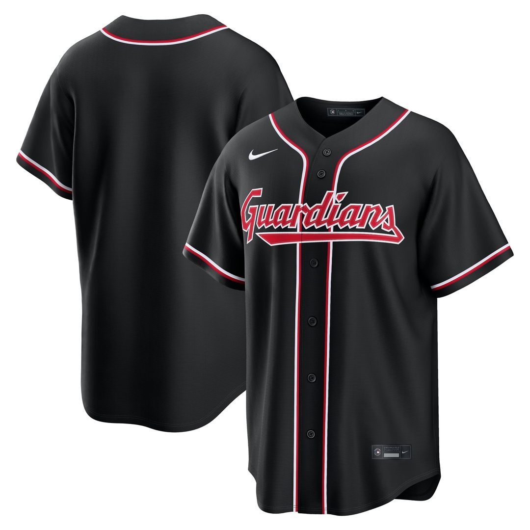 Men's Cleveland Guardians Fashion Replica Black Out MLB Baseball Jersey - view 1